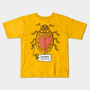 golden love bug, i love you dearly. cute vintage artwork. Kids T-Shirt